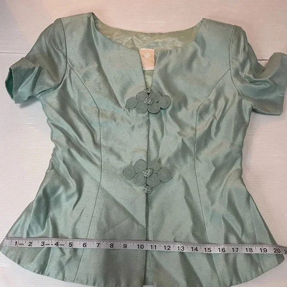 VTG Watters & Watters Jacket MIDI Skirt Suit Set Mint Green Size 8 - 12 - Picture 4 of 13